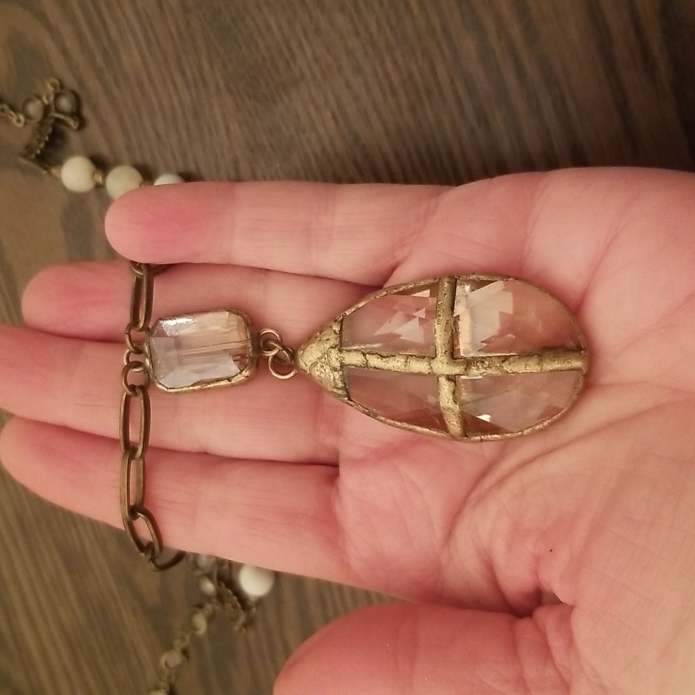 Brass & glass beads 32" - Picture 2 of 9